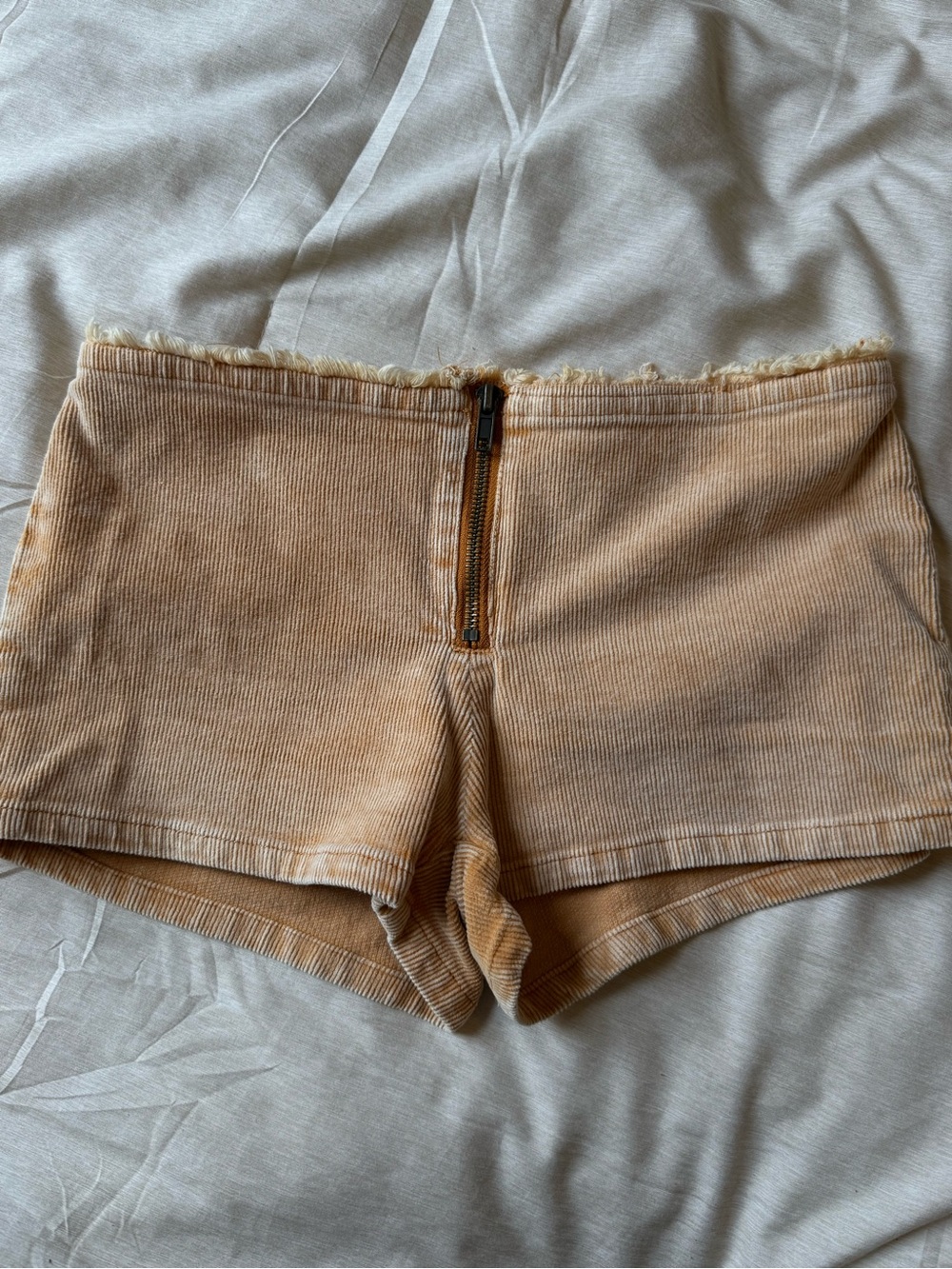 BDG Corduroy Zip-Front Shorts in Tan